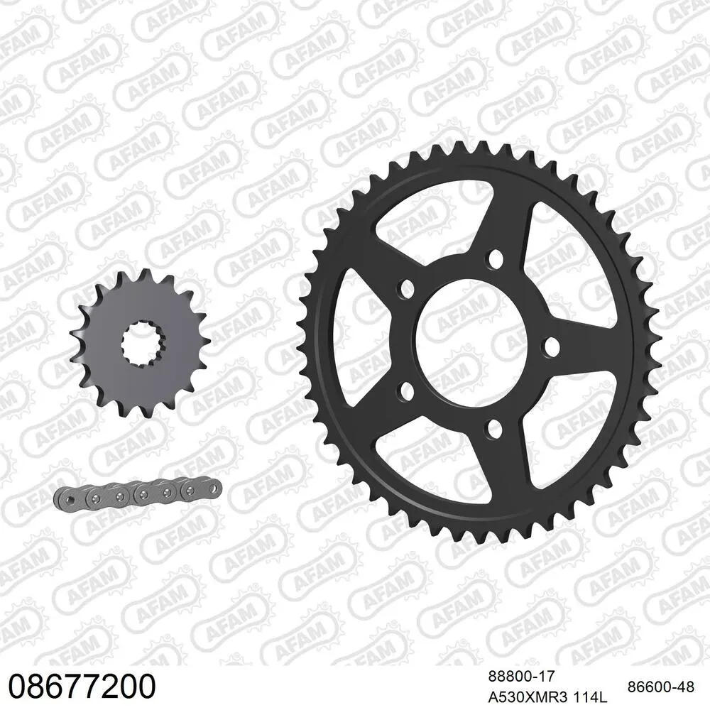 AFAM Kettensatz Stahl 530 XMR3 17x48 - Triumph Daytona 750 1991-93 - 08677200