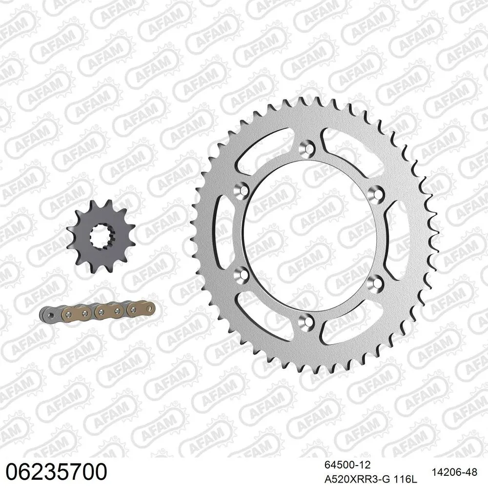06235700 AFAM Kettensatz Stahl 520 XRR3-G 12x48 - Husqvarna TE 350 1992-95 - 06235700