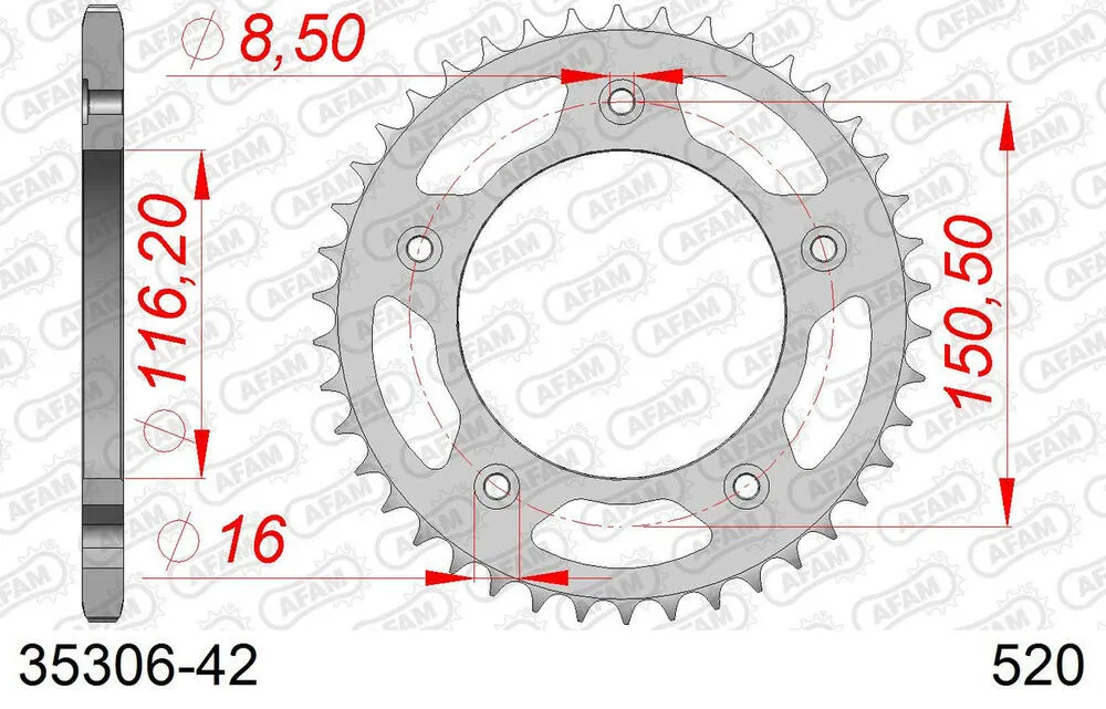 35306-42 AFAM Kettensatz Stahl 520 XRR3-G 14x42 - Aprilia RS 250 1995-03 - 03526300