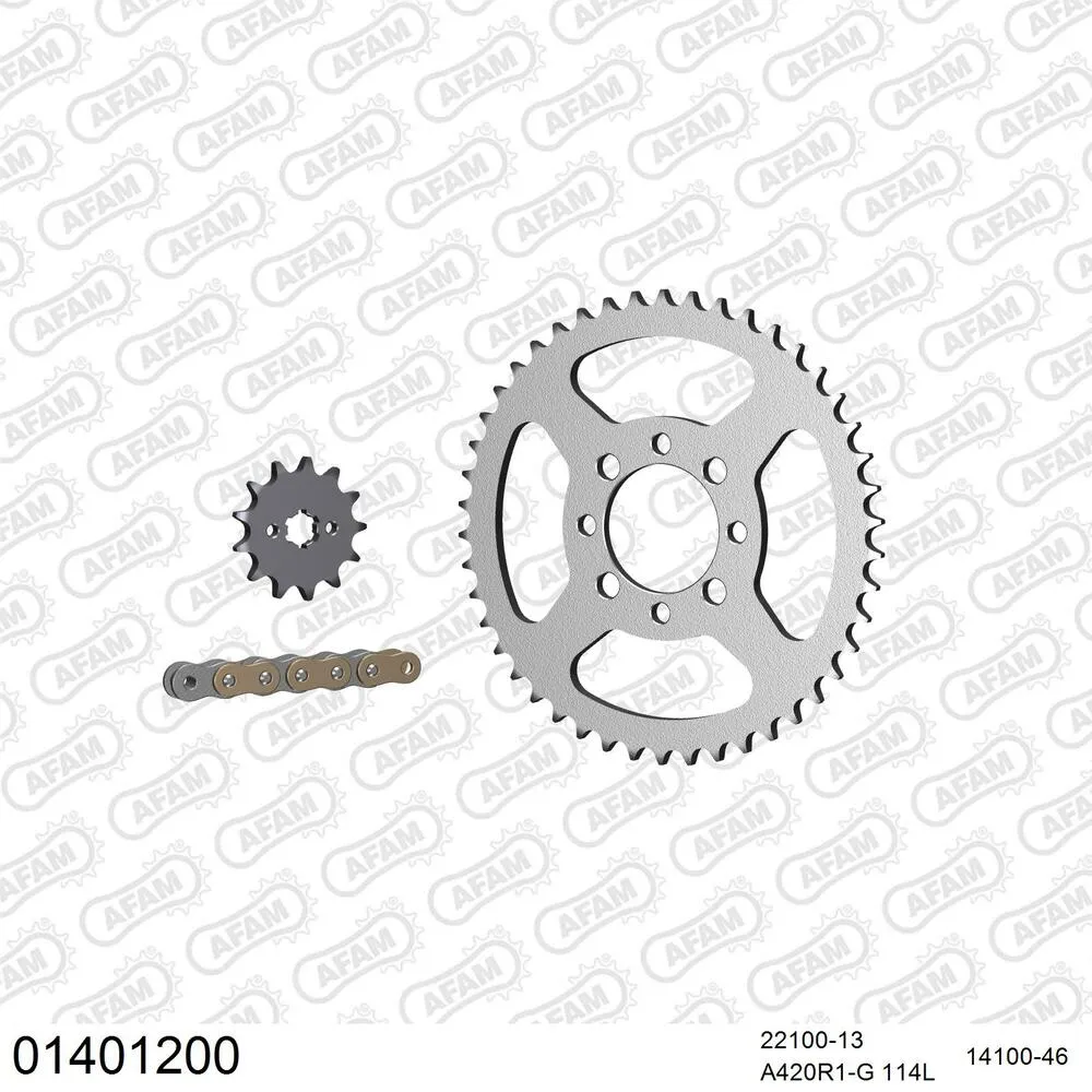 01401200 AFAM Kettensatz Stahl 420 R1-G 13x46 - Suzuki GT 50 1978-80 - 01401200