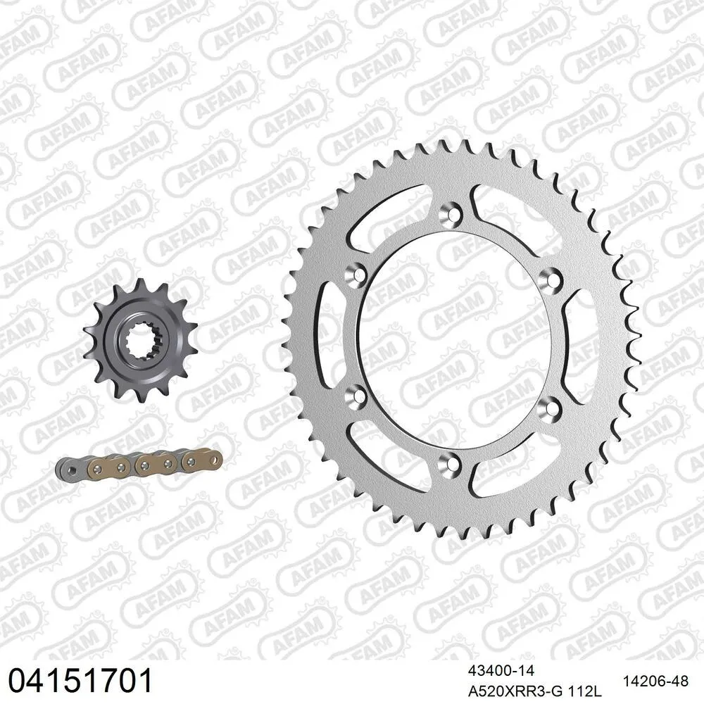 04151701 AFAM Kettensatz Stahl 520 XRR3-G 14x48 - Sherco Enduro 4.5 i 2004-13 - 04151701