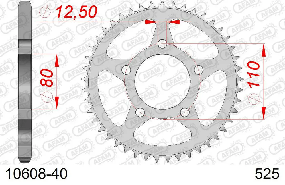 10608-40 AFAM Kettensatz Stahl 525 XMR3 15x40 - Honda CB 500 S 1998-03 - 01059211