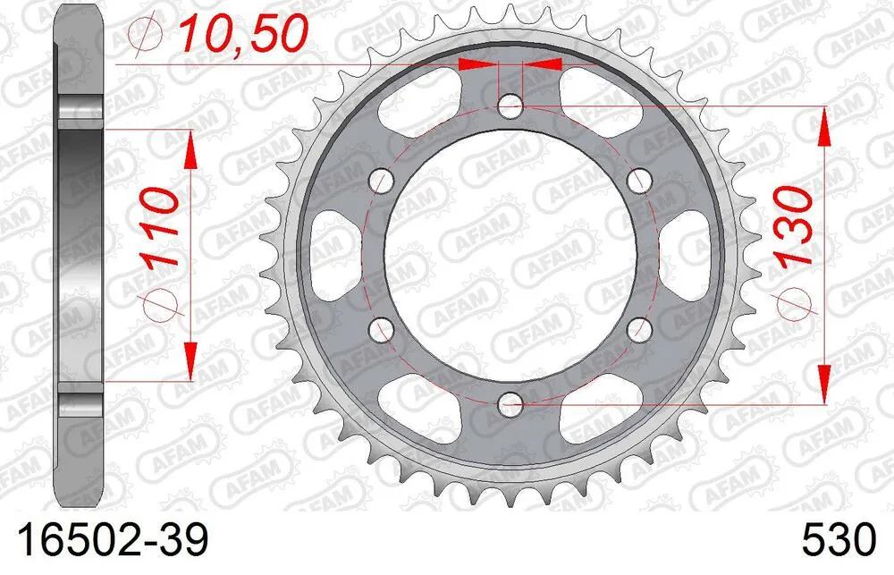 16502-39 AFAM Kettensatz Stahl 530 XMR3 15x39 - Kawasaki GPZ 600 R 1985-89 - 01670206