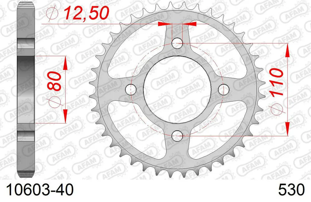 AFAM Kettensatz Stahl 530 XMR3 16x40 - Honda CB 650 1979-81 - 01073200