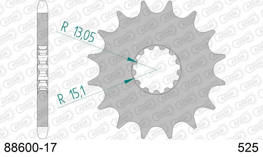 88600-17 AFAM Kettensatz Stahl 525 XMR3 17x42 - Triumph Bonneville America 800 2002-06 - KIT107791