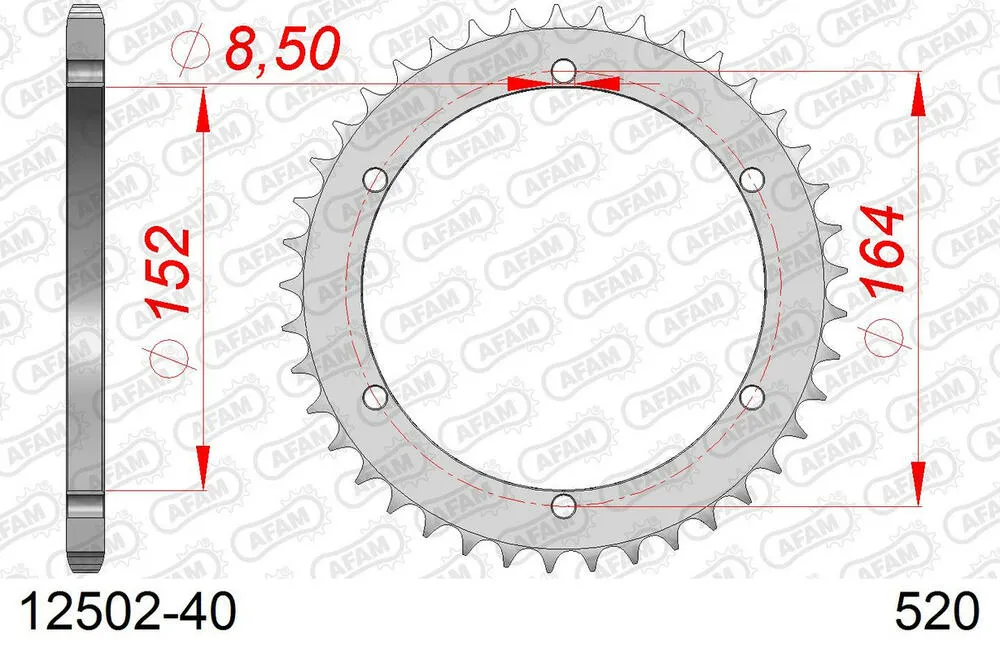 12502-40 AFAM Kettensatz Stahl 520 XRR3-G 13x40 - Yamaha YFS 200 Blaster 1988-06 - 01221931