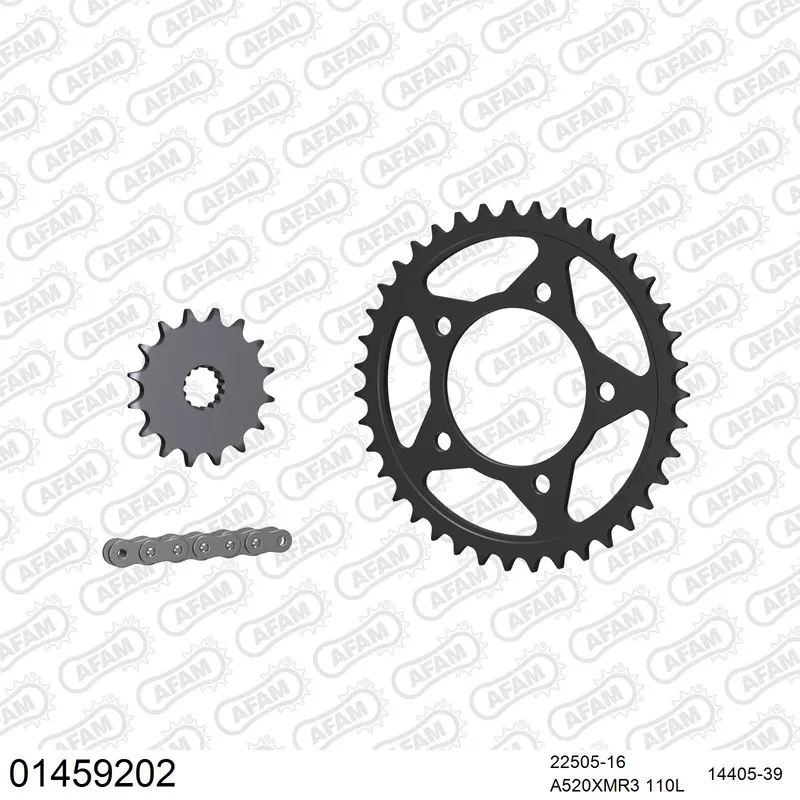 01459202 AFAM Kettensatz Stahl 520 XMR3 16x39 - Suzuki GS 500 F 2004-08 - 01459202