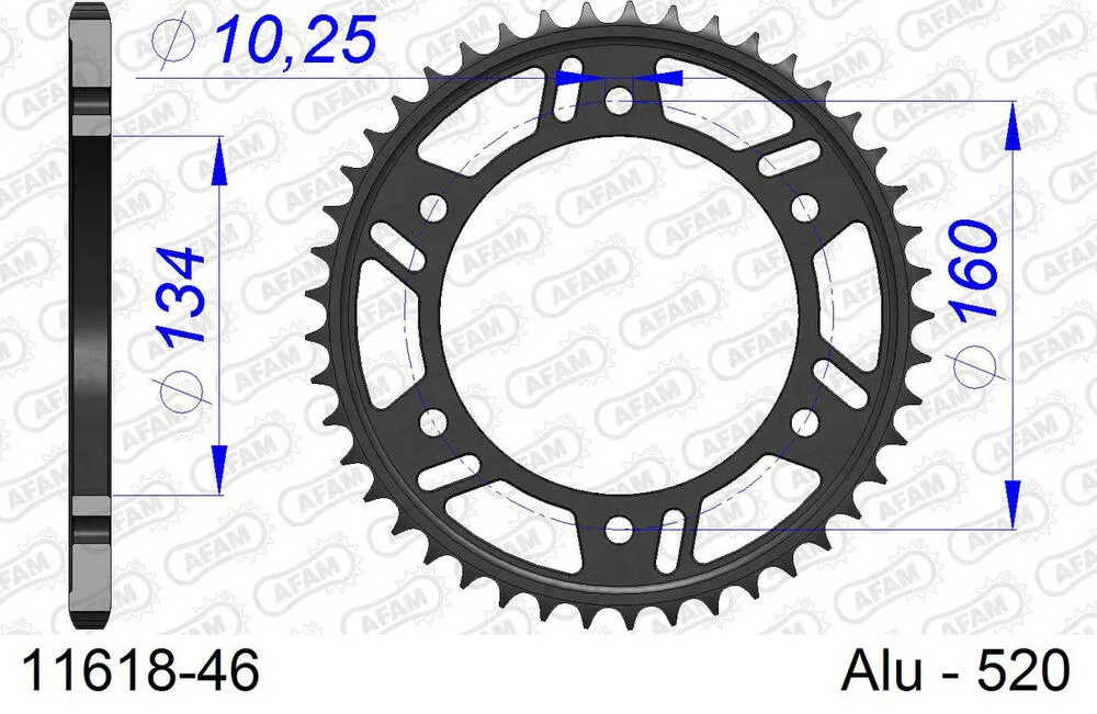 11618-46 AFAM Racing Kettensatz Aluminium 520 XSR-G 16x46 - Honda CBR 600 FS 2001-02 - 01170406