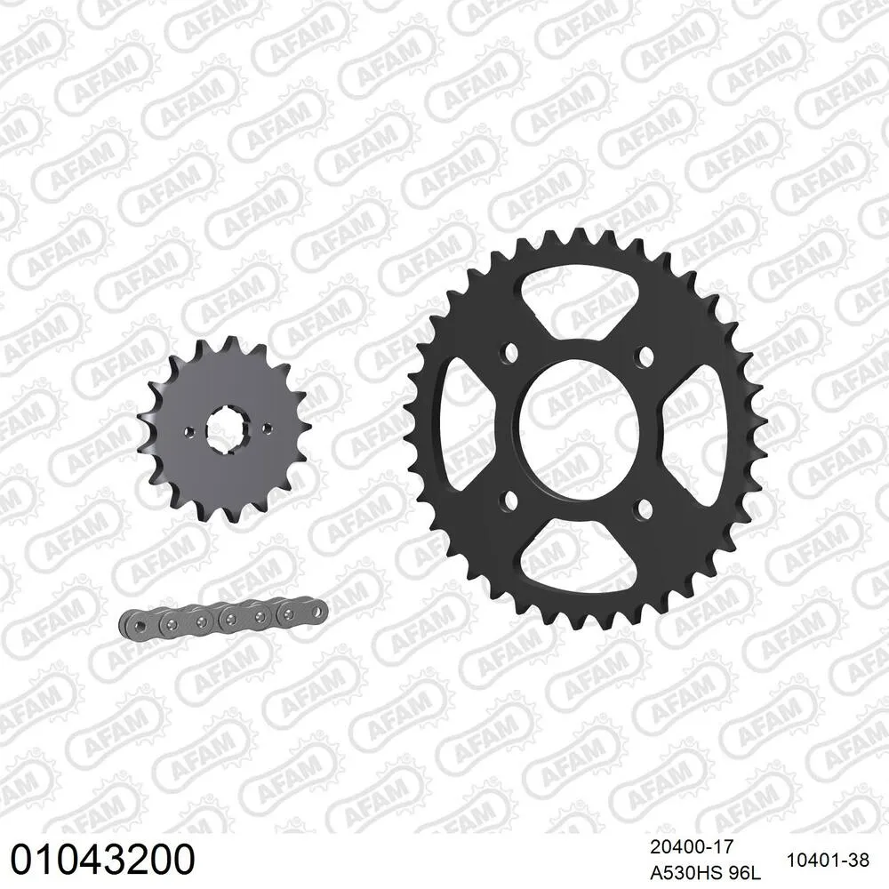 01043200 AFAM Kettensatz Stahl 530 HS 17x38 - Honda CB 400 F 1975-79 - 01043200