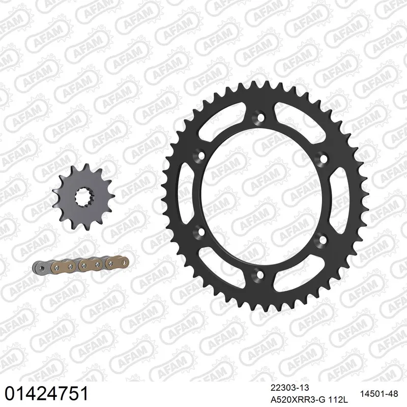 01424751 AFAM Kettensatz Stahl 520 XRR3-G 13x48 - Suzuki TS 240 X 1985-89 - 01424751