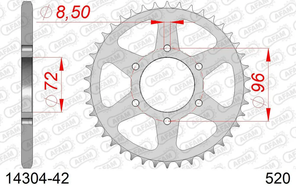 14304-42 AFAM Kettensatz Stahl 520 XRR3-G 14x42 - Suzuki DR 250 S 1982-87 - 01426500