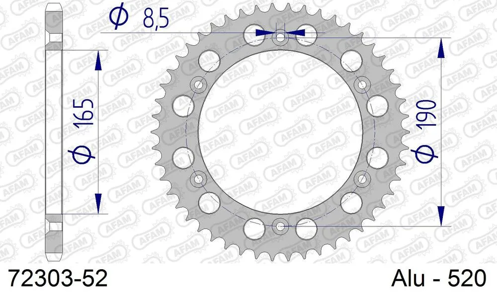 72303-52 AFAM Kettensatz Aluminium 520 MR2-G 13x52 - KTM GS 125 XC 1983-86 - KIT106931