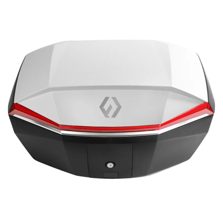 Furchtlos SHIELD L Luxe Topcase - 48 Liter - weiß/rot