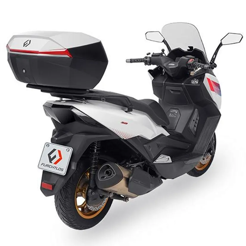 Furchtlos SHIELD L Luxe Topcase - 48 Liter - weiß/rot