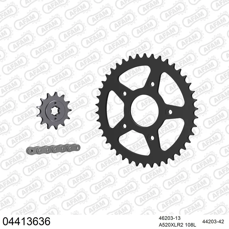 04413636 AFAM Kettensatz Stahl 520 XLR2 13x42 - Cagiva 125 Super City 1991-00 - 04413636