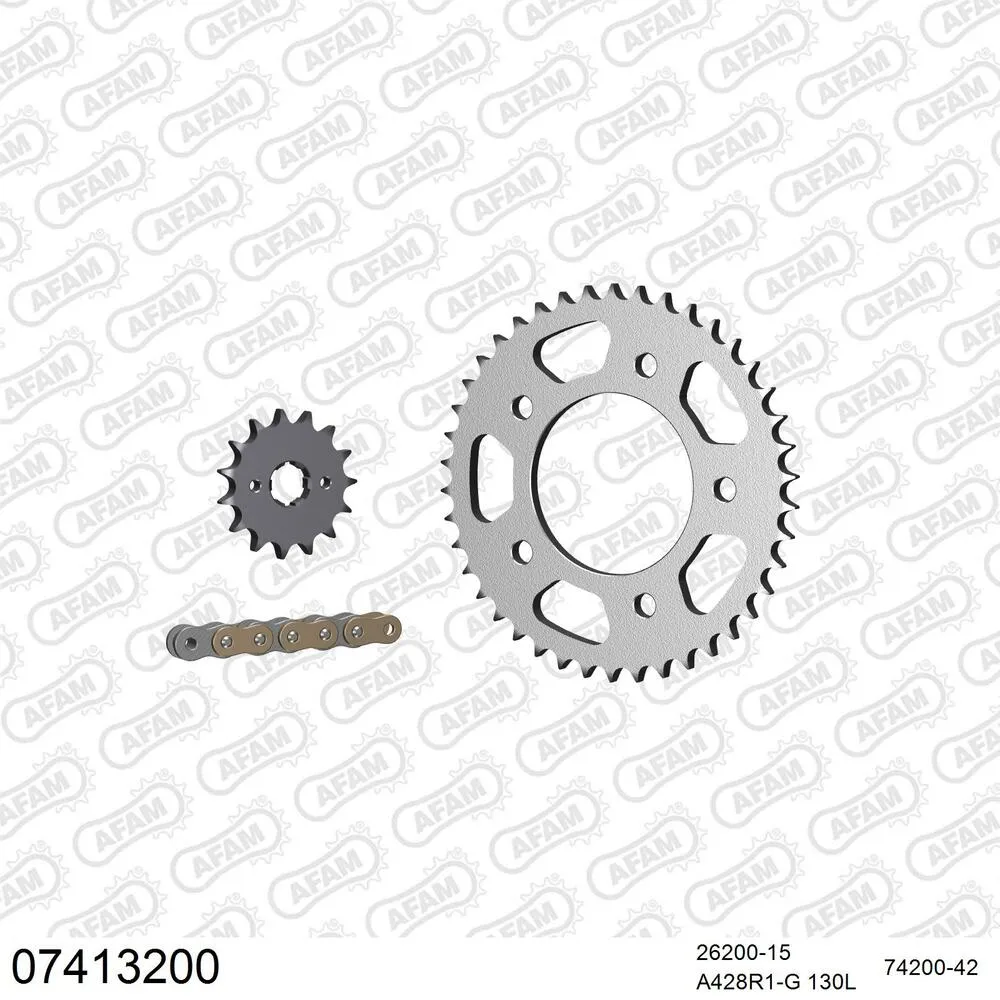 07413200 AFAM Kettensatz Stahl 428 R1-G 15x42 - Kymco KR 125 Quannon Sport 2007-13 - 07413200