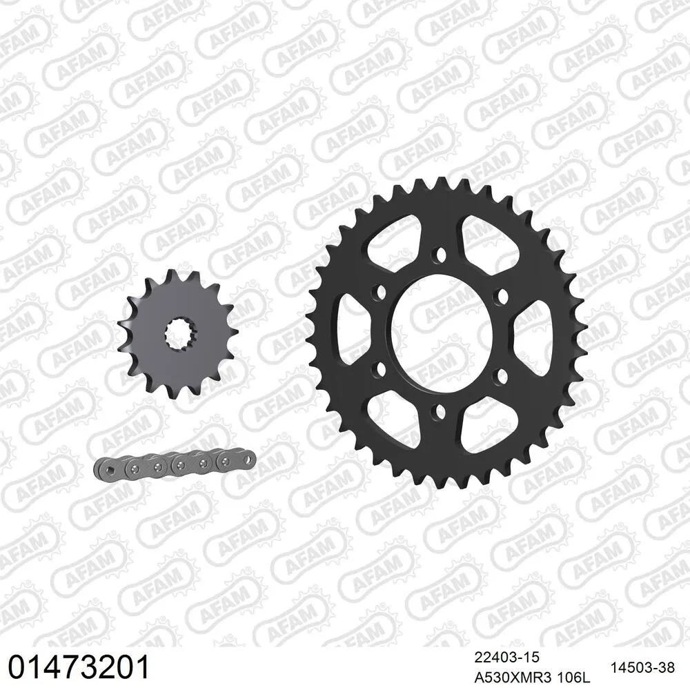 01473201 AFAM Kettensatz Stahl 530 XMR3 15x38 - Suzuki GR 650 1983-85 - 01473201