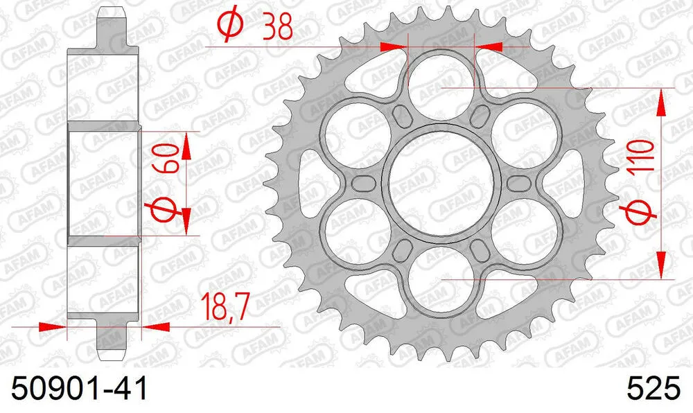 AFAM Kettensatz Stahl 525 XHR3-G 16x41 - Ducati Panigale Corse V4 2018-24 - 05092243