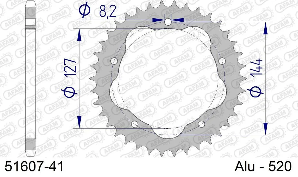 51607-41 AFAM Kettensatz Aluminium 520 XHR2-G 15x41 - Ducati 800 S2R Monster 2005-07 - 05180403