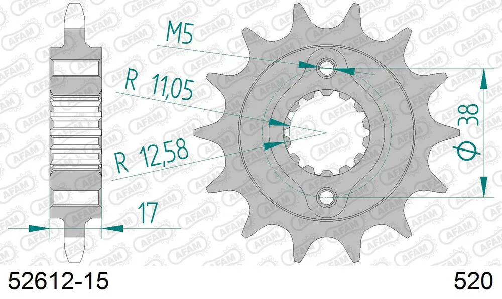 52612-15 AFAM Kettensatz Stahl 520 XMR3 15x38 - Ducati 900 IE Monster 2000-01 - 05086161