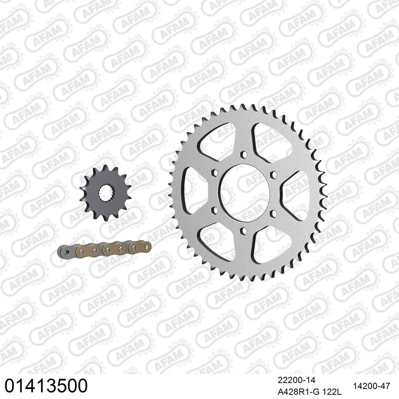 AFAM Kettensatz Stahl 428 R1-G 14x47 - Suzuki DR 125 S 1982-84 - 01413500