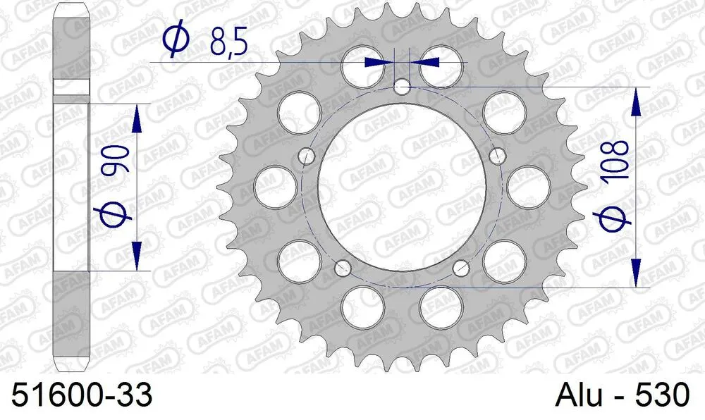 AFAM Kettensatz Aluminium 530 XMR3 15x33 - Ducati 900 Hailwood Replica 1979 - 05186202