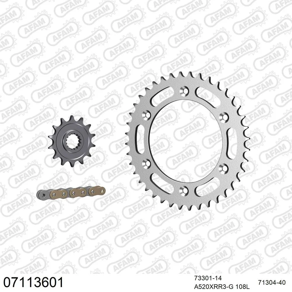 07113601 AFAM Kettensatz Stahl 520 XRR3-G 14x40 - KTM EXE 125 2000-01 - 07113601