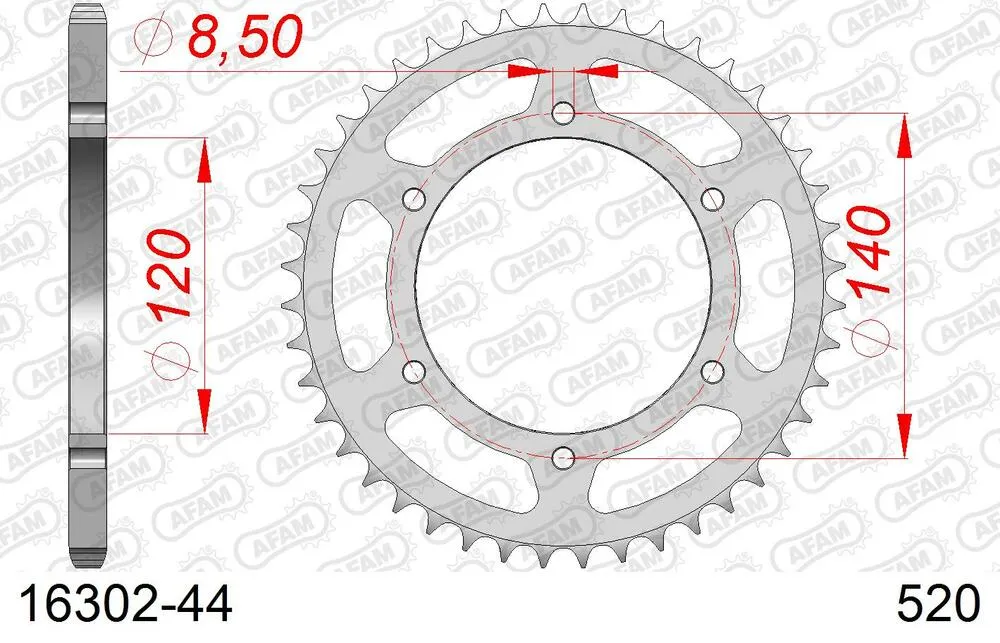 16302-44 AFAM Kettensatz Stahl 520 XRR3-G 15x44 - Kawasaki KLR 250 1985-05 - 01626501