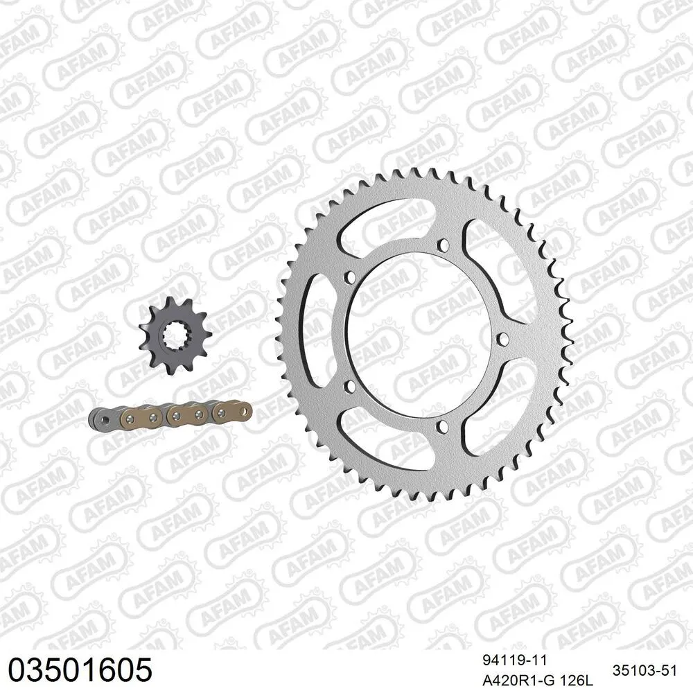 AFAM Kettensatz Stahl 420 R1-G 11x51 - Aprilia RX 50 Racing 2002-06 - 03501605