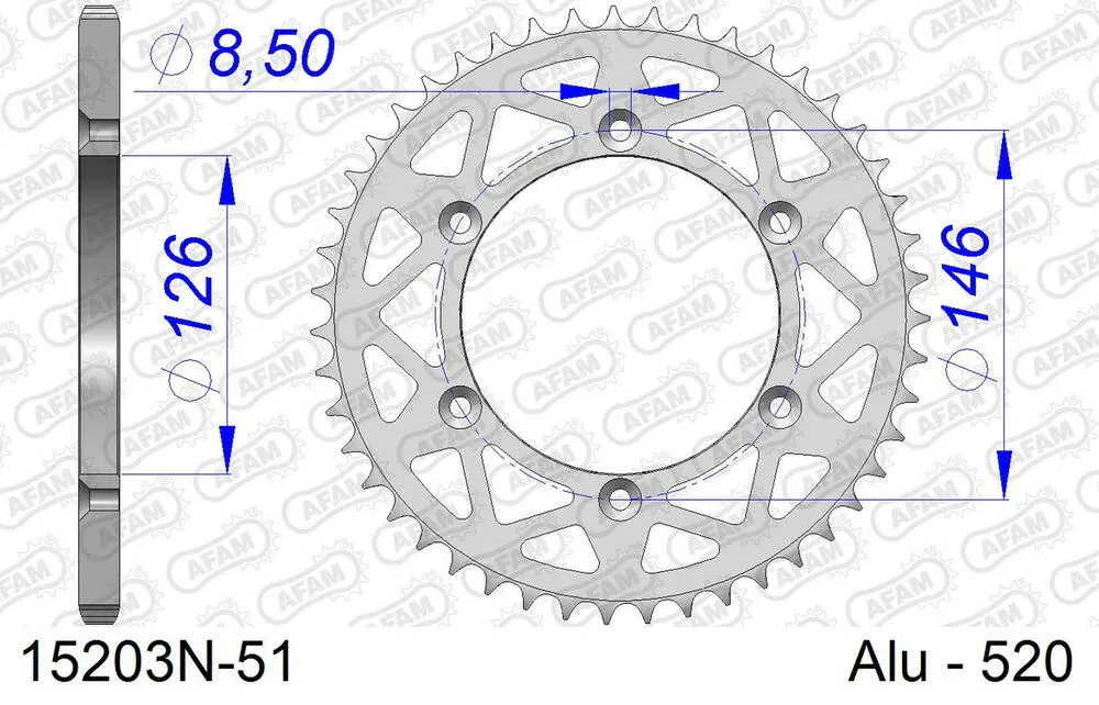 AFAM Kettensatz Aluminium 520 MR2-G 12x51 - Suzuki RM 125 1984 - 01513809