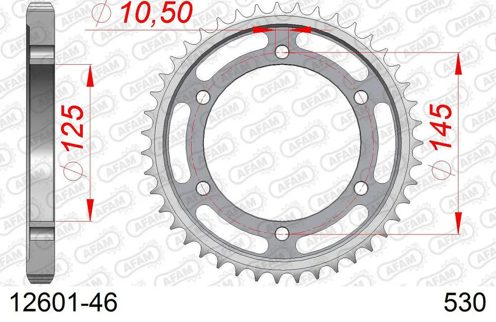 12601-46 AFAM Kettensatz Stahl 530 XMR3 14x46 - Yamaha FZR 500 1989-93 - 01259241
