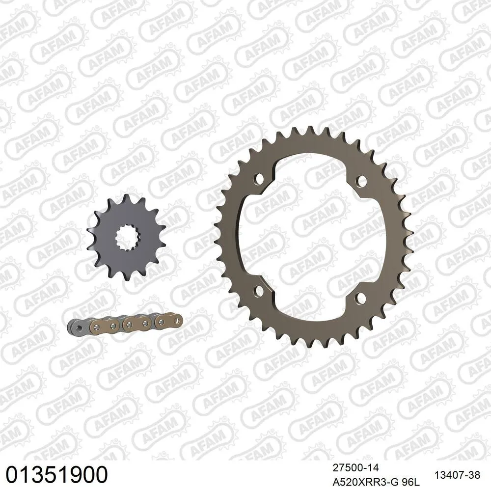 01351900 AFAM Kettensatz Aluminium 520 XRR3-G 14x38 - Yamaha YFZ 450 2003-13 - 01351900