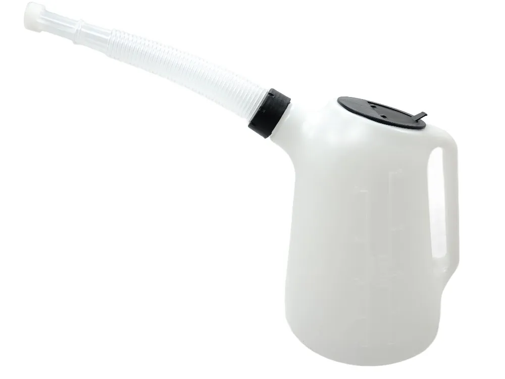 TMP Messbecher 5 Liter mit Flex Auslaufrohr + Deckel - Benzin / Ölfest