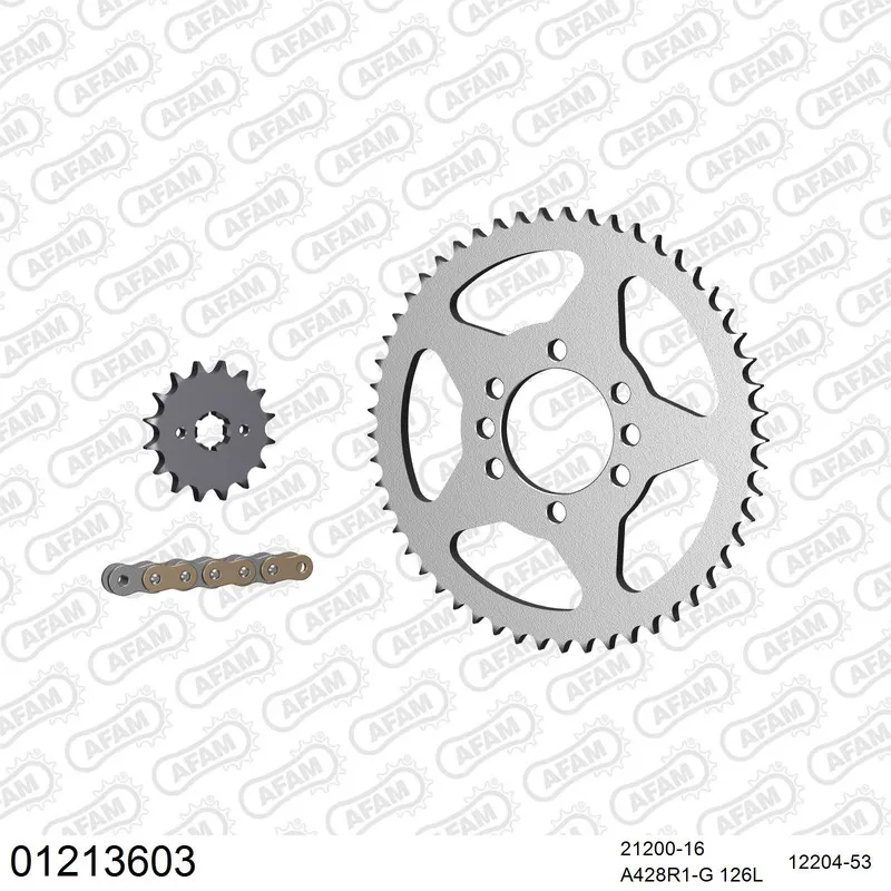 01213603 AFAM Kettensatz Stahl 428 R1-G 16x53 - Yamaha DT 125 LC 1984 - 01213603