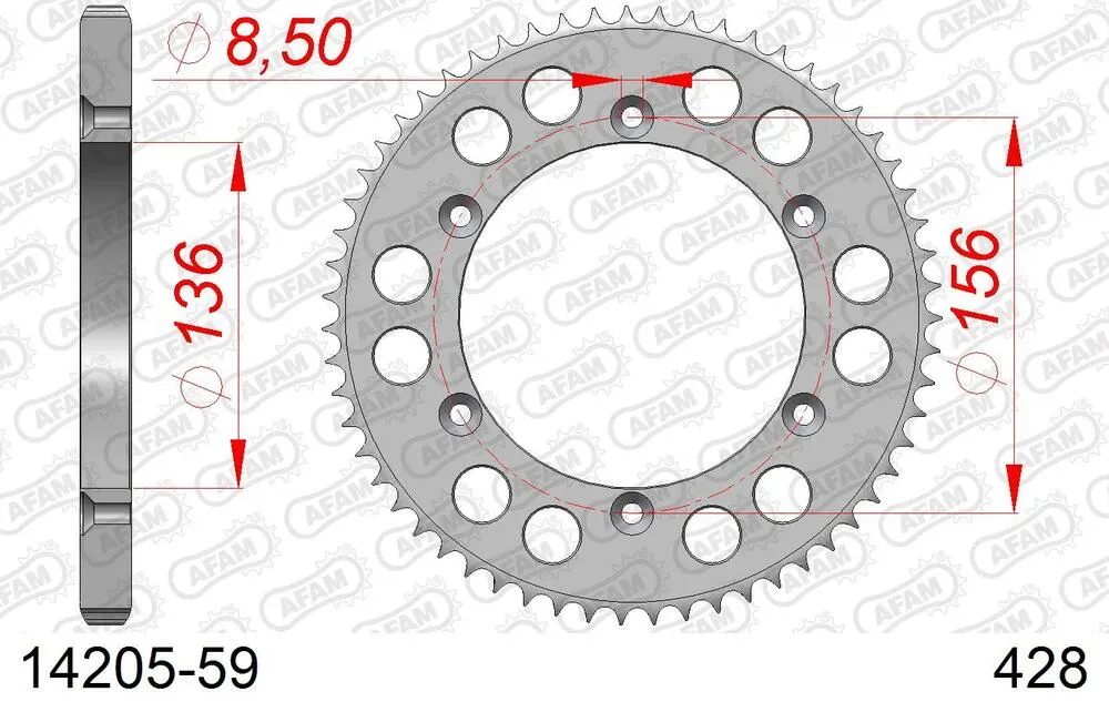 AFAM Kettensatz Stahl 428 MX-G 14x59 - Husqvarna TE 125 2011-13 - 06213501