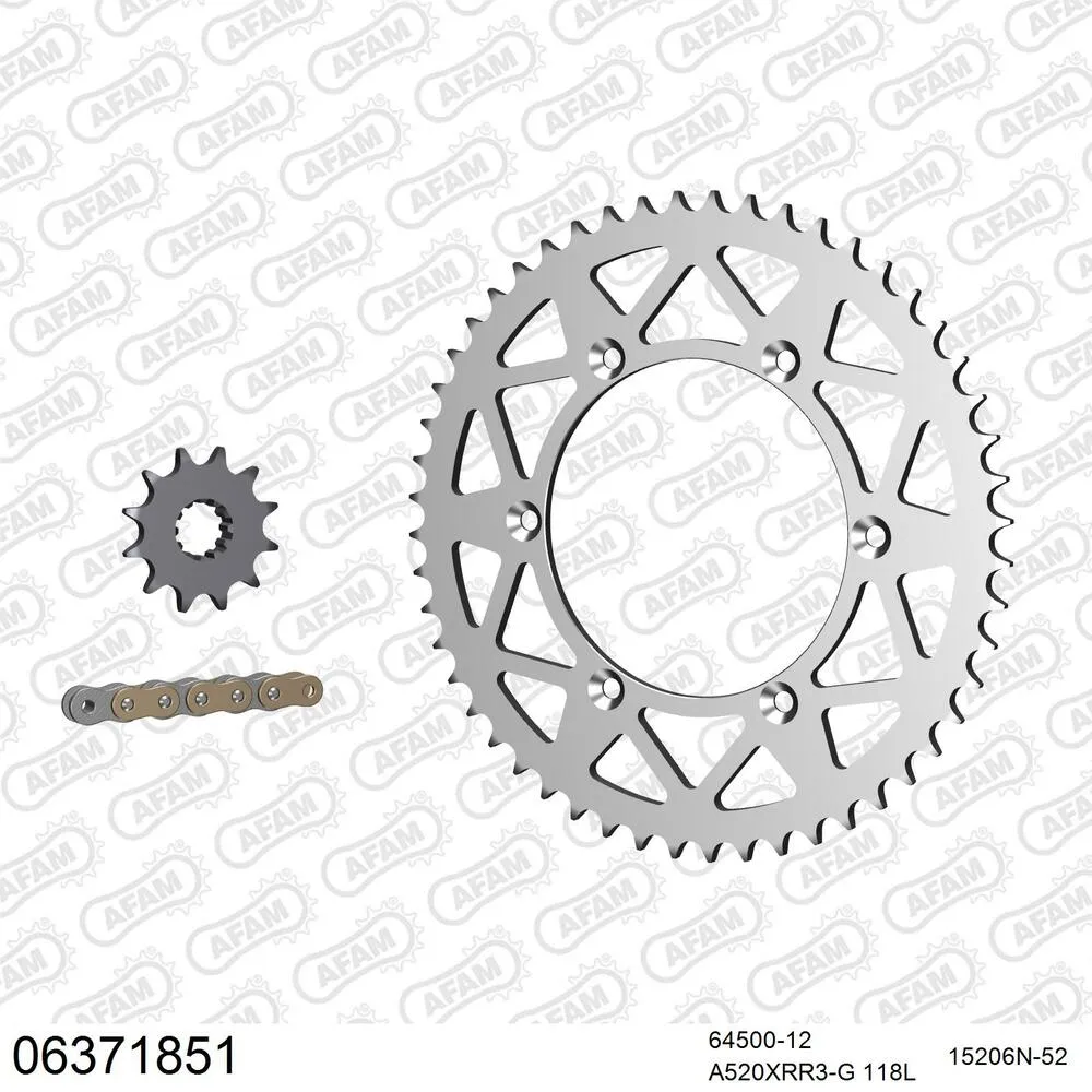 06371851 AFAM Kettensatz Aluminium 520 XRR3-G 12x52 - Husqvarna TC 610 E 1991-97 - 06371851