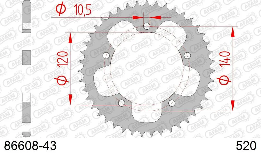 86608-43 AFAM Kettensatz Stahl 520 XSR-G 18x43 - Triumph Bonneville 865 2015-16 - KIT107941