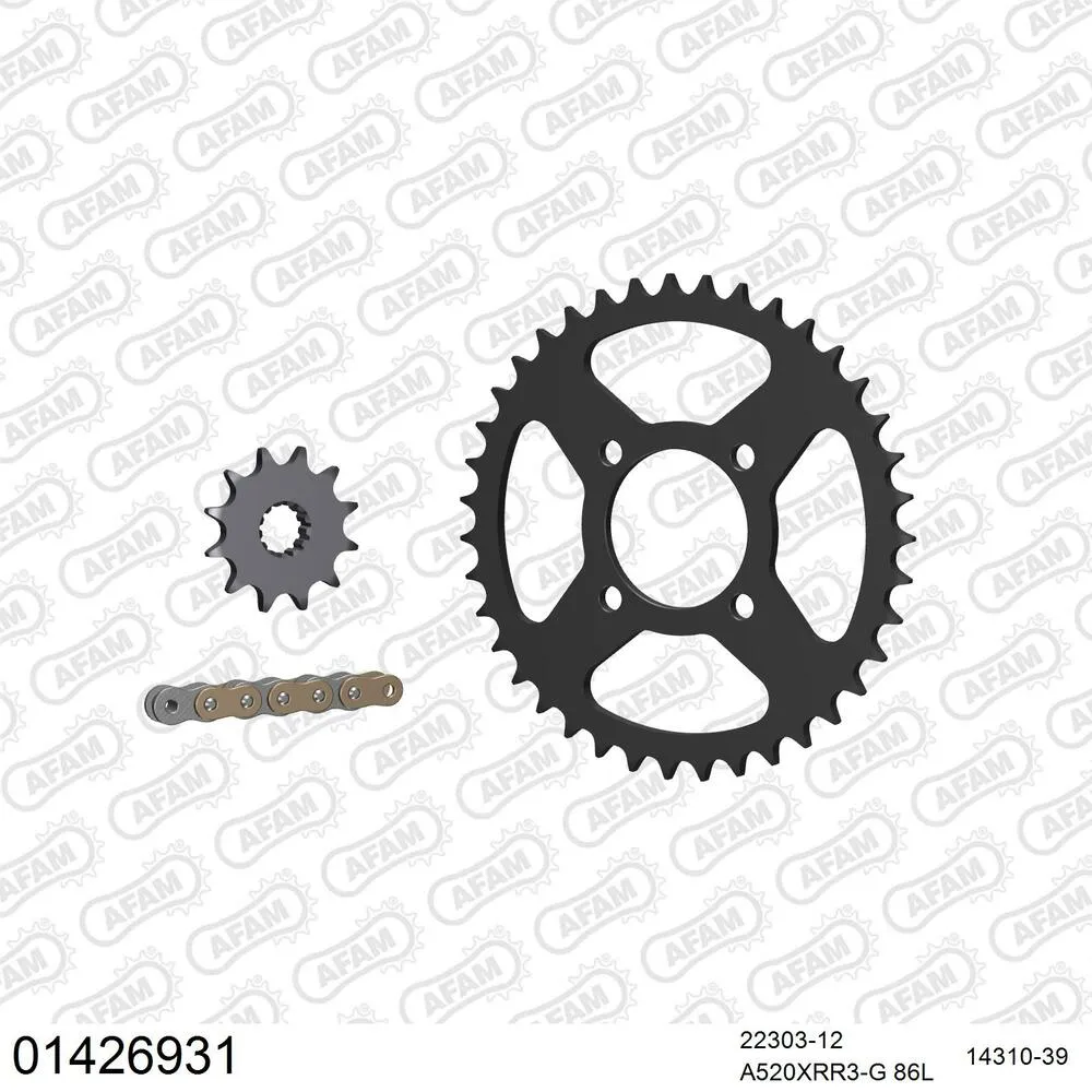 01426931 AFAM Kettensatz Stahl 520 XRR3-G 12x39 - Suzuki LT 250 S 1989-90 - 01426931