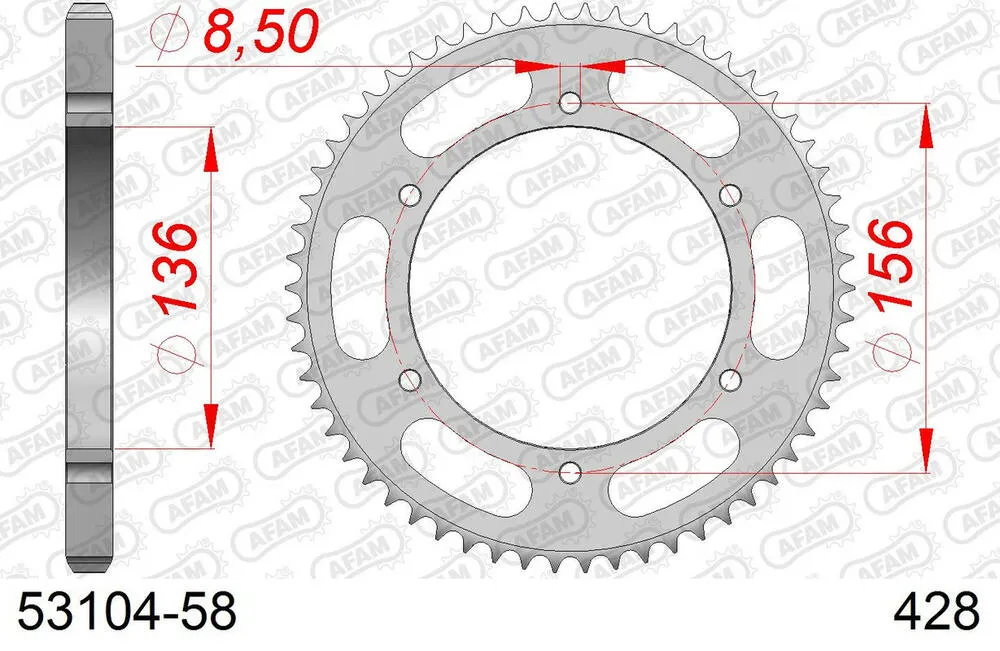 AFAM Kettensatz Stahl 428 MX-G 14x58 - Fantic 125 Caballero Motard Casa 2018 - 05313636