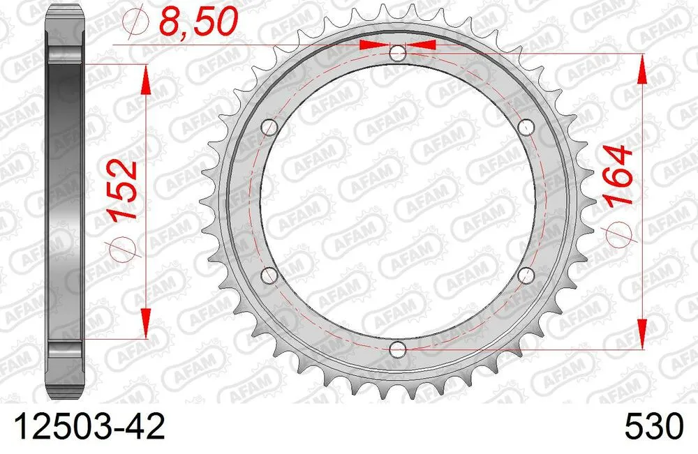 AFAM Kettensatz Stahl 530 XRR2 16x42 - Yamaha SR 500 1978-90 - 01259131