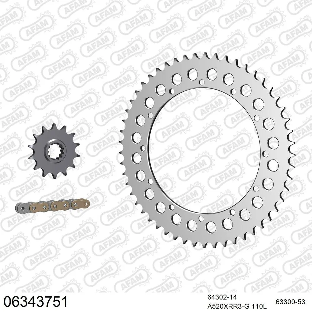 AFAM Kettensatz Aluminium 520 XRR3-G 14x53 - Husqvarna WR 400 1984 - 06343751